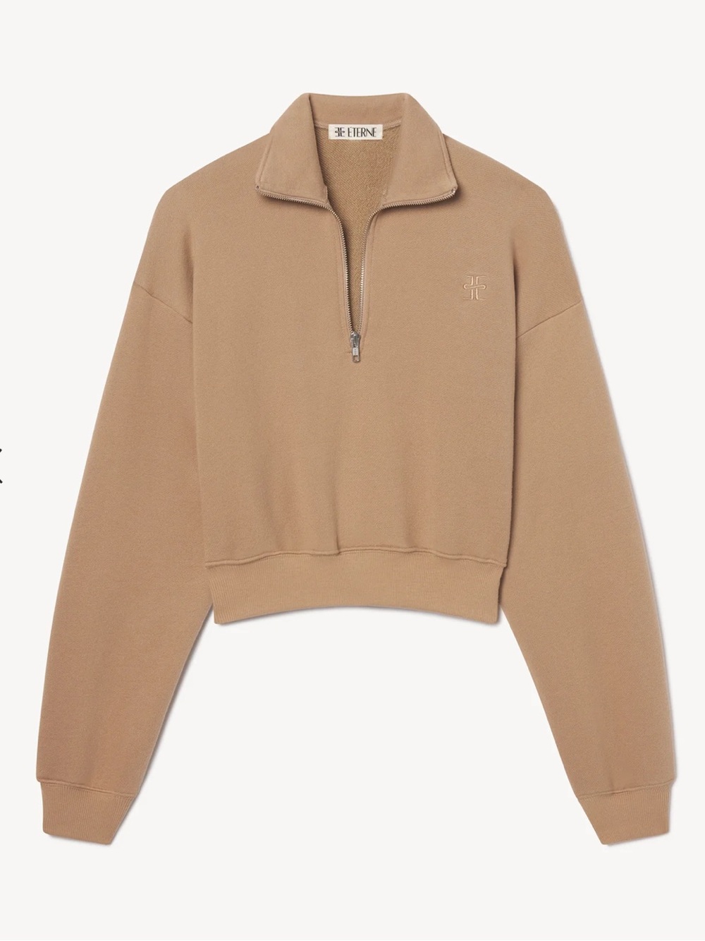Eterne Taupe Cropped Half-Zip Sweatshirt SZ M NWT